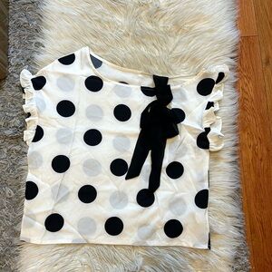 White Polka Dot Top